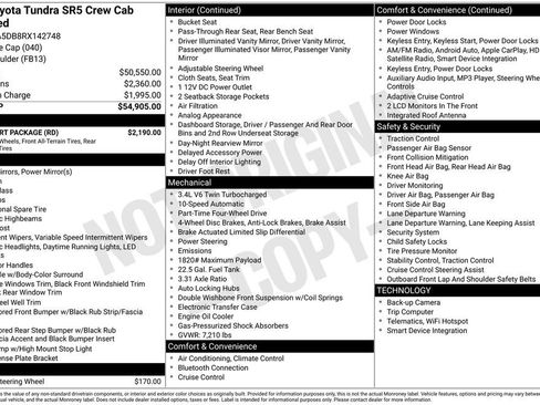 Used 2024 Toyota Tundra SR5 w/ TRD Sport Package AWD/4WD image 37
