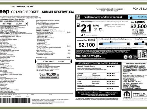 Used 2023 Jeep Grand Cherokee L Summit AWD/4WD image 3