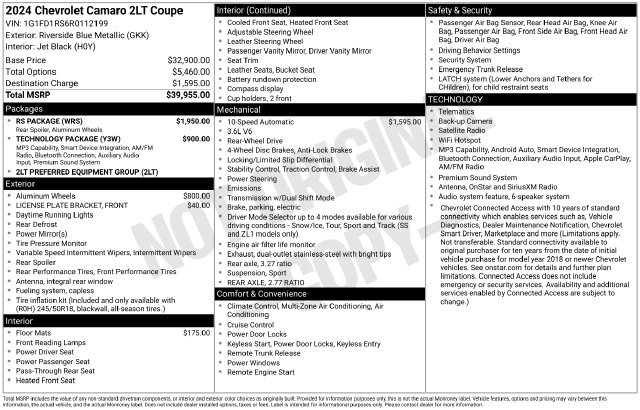 Certified 2024 Chevrolet Camaro LT w/ RS Package RWD image 30
