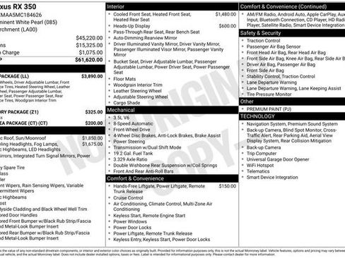 Used 2021 Lexus RX 350 FWD w/ Luxury Package image 7