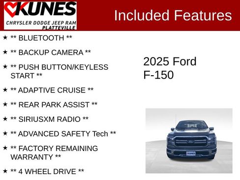 Used 2025 Ford F150 Lariat w/ Equipment Group 501A Mid image 2