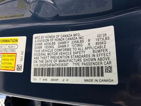 New 2026 Honda Civic FWD Hybrid Sedan image 18