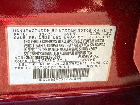 New 2025 Nissan Versa SV w/ Trunk Package image 30