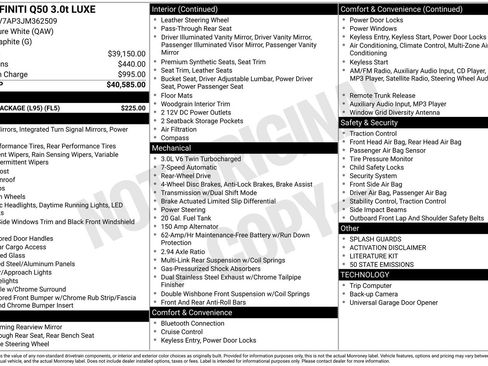 Used 2018 INFINITI Q50 Luxe w/ Cargo Package (L95) image 4