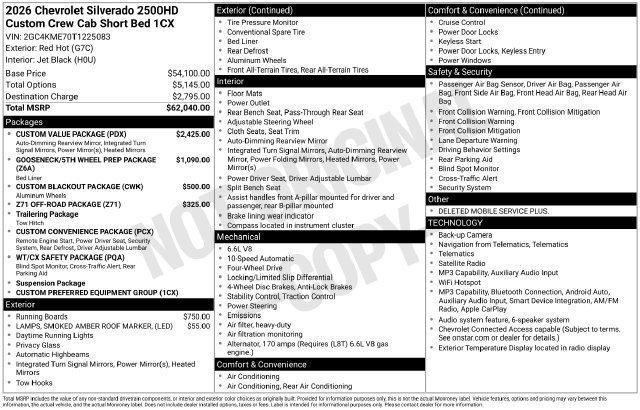 New 2026 Chevrolet Silverado 2500 Custom w/ Custom Value Package AWD/4WD image 32
