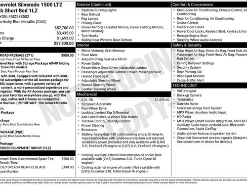 Used 2021 Chevrolet Silverado 1500 LTZ w/ Z71 Off-Road Package AWD/4WD image 58