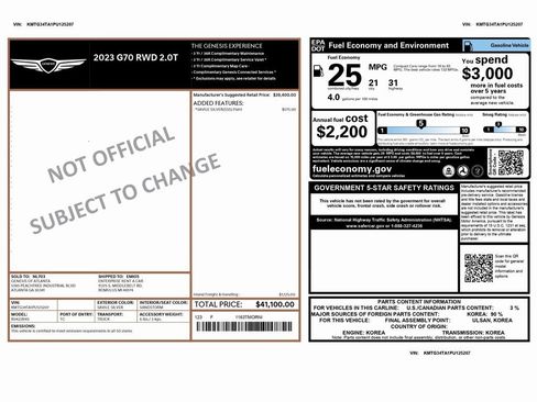 Used 2023 Genesis G70 2.0T image 2