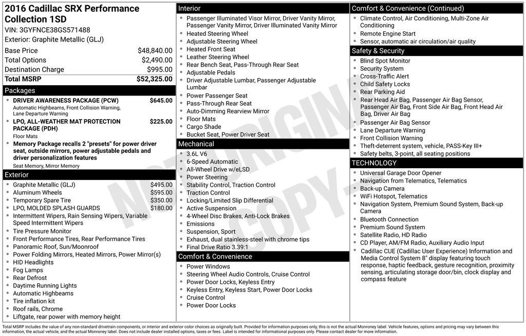Used 2016 Cadillac SRX Performance w/ Driver Awareness Package AWD/4WD image 2
