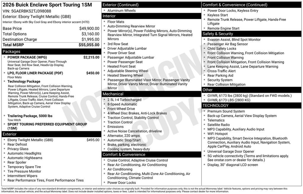 New 2026 Buick Enclave Sport Touring w/ Power Package FWD image 27