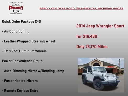 Used 2014 Jeep Wrangler Sport w/ Quick Order Package 24S AWD/4WD image 5