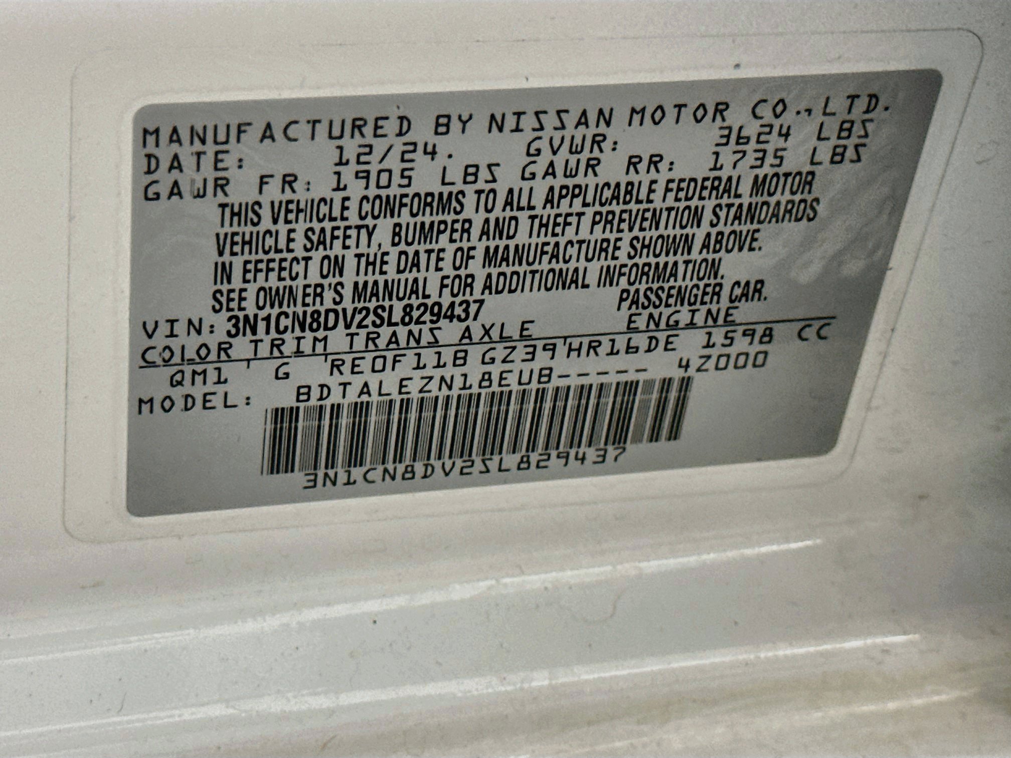 Used 2025 Nissan Versa S w/ Trunk Package FWD image 12