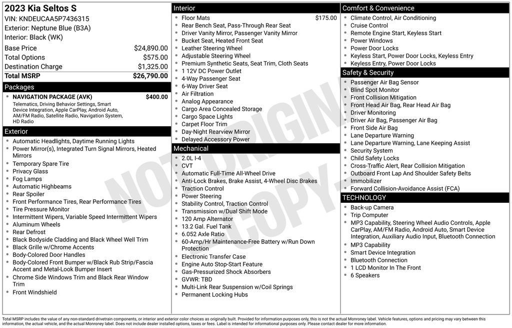 Certified 2023 Kia Seltos S w/ Navigation Package AWD/4WD image 8