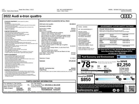 Used 2022 Audi e-tron Premium Plus w/ Premium Plus Package AWD/4WD image 2