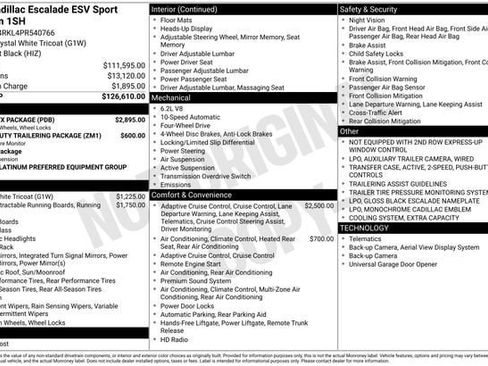 Used 2023 Cadillac Escalade ESV Sport Platinum w/ LPO, ONYX Package AWD/4WD image 32