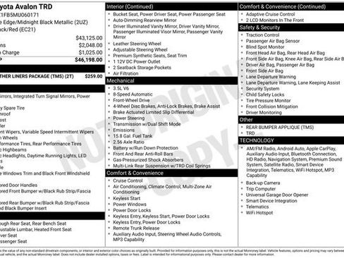 Certified 2021 Toyota Avalon TRD FWD image 33