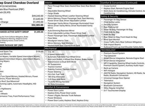 Certified 2019 Jeep Grand Cherokee Overland AWD/4WD image 8