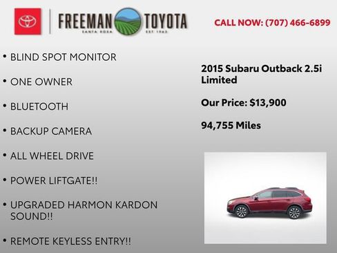 Used 2015 Subaru Outback 2.5i Limited w/ Protection Package #2 AWD/4WD image 9