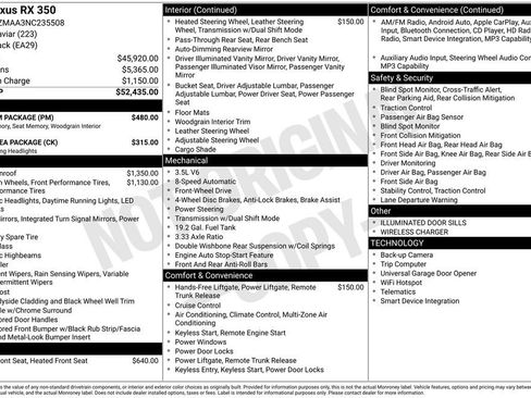 Used 2022 Lexus RX 350 FWD w/ Premium Package image 3