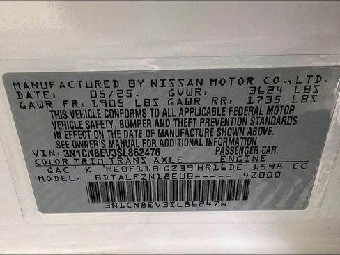 Used 2025 Nissan Versa SV w/ Trunk Package FWD image 40