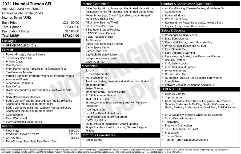 Used 2021 Hyundai Tucson SEL FWD image 38