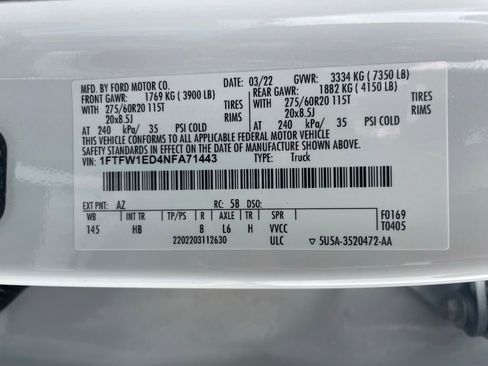 Used 2022 Ford F150 Lariat w/ Equipment Group 502A High image 48