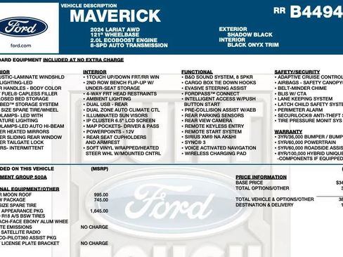 Used 2024 Ford Maverick Lariat w/ Black Appearance Package image 2