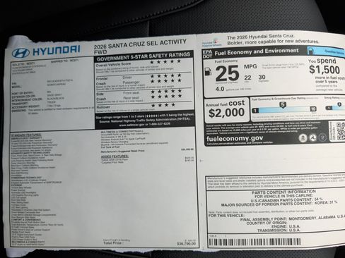 New 2026 Hyundai Santa Cruz SEL FWD image 33