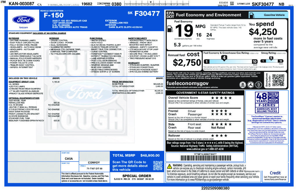 Used 2025 Ford F150 XL w/ Equipment Group 103A High AWD/4WD image 10