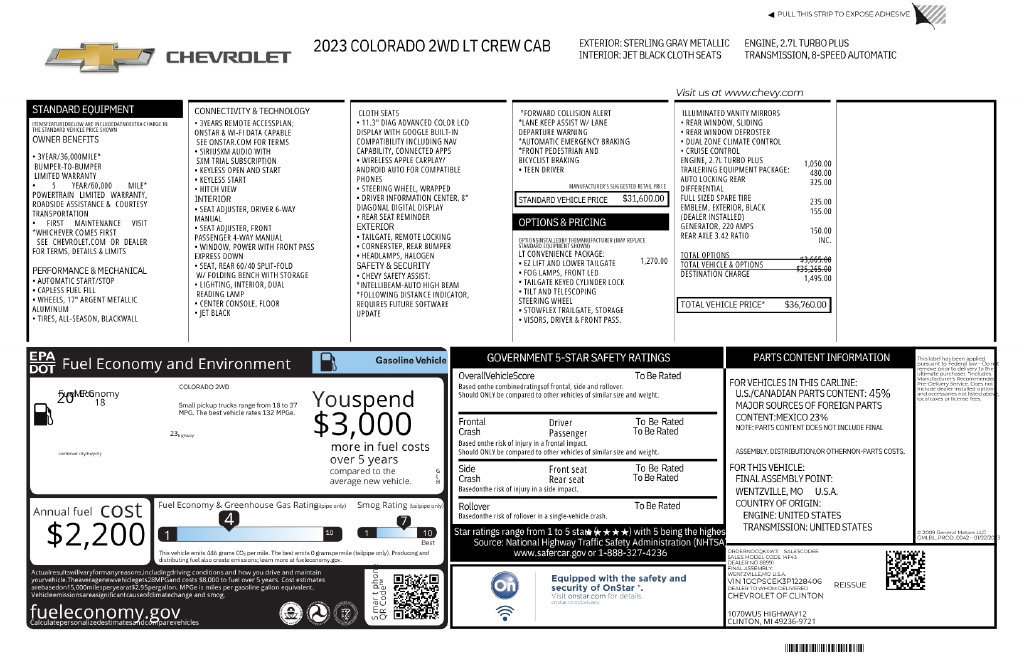 Used 2023 Chevrolet Colorado LT w/ LT Convenience Package RWD image 10
