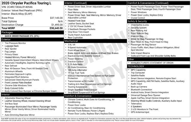 Used 2020 Chrysler Pacifica Touring-L FWD image 2