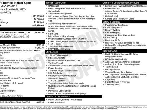 Used 2018 Alfa Romeo Stelvio Sport w/ Quick Order Package 22J Sport AWD/4WD image 42