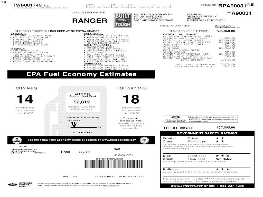 Used 2011 Ford Ranger XLT AWD/4WD image 4