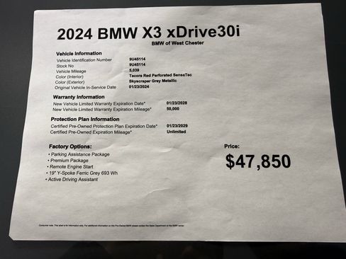 Certified 2024 BMW X3 xDrive30i w/ Premium Package image 20