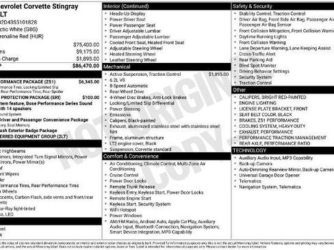 Used 2025 Chevrolet Corvette Stingray Preferred Cpe w/ Z51 Performance Package RWD image 2