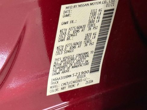 Used 2021 Nissan Titan Platinum Reserve w/ Off Road Protection Package image 36