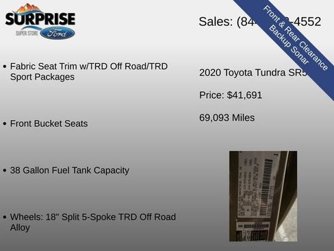 Used 2020 Toyota Tundra SR5 w/ TRD Off-Road Package AWD/4WD image 33