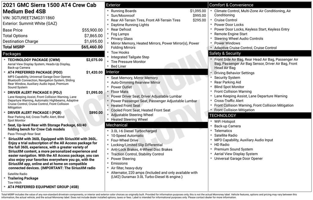 Used 2021 GMC Sierra 1500 AT4 w/ Technology Package AWD/4WD image 2