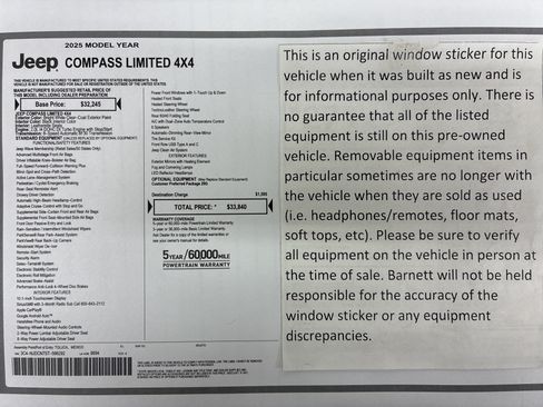 Certified 2025 Jeep Compass Limited AWD/4WD image 2