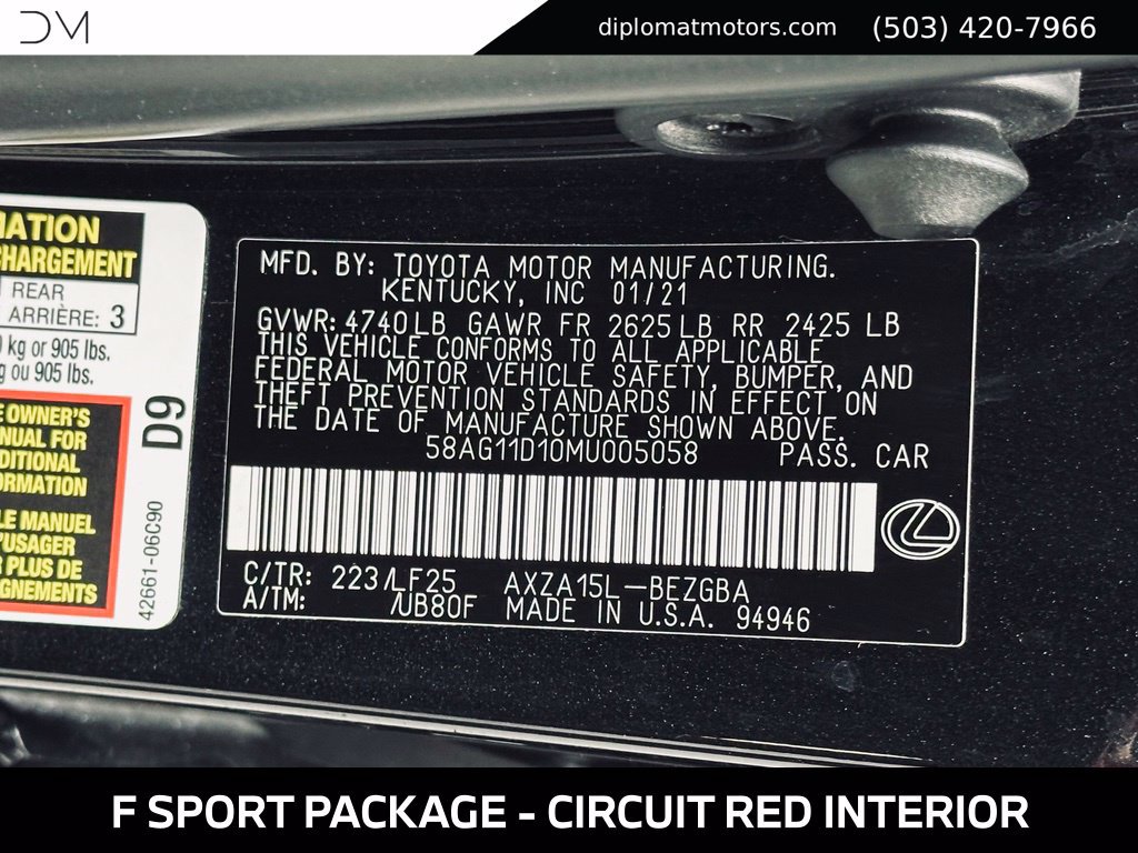 Used 2021 Lexus ES 250 F Sport w/ Accessory Package AWD/4WD image 50