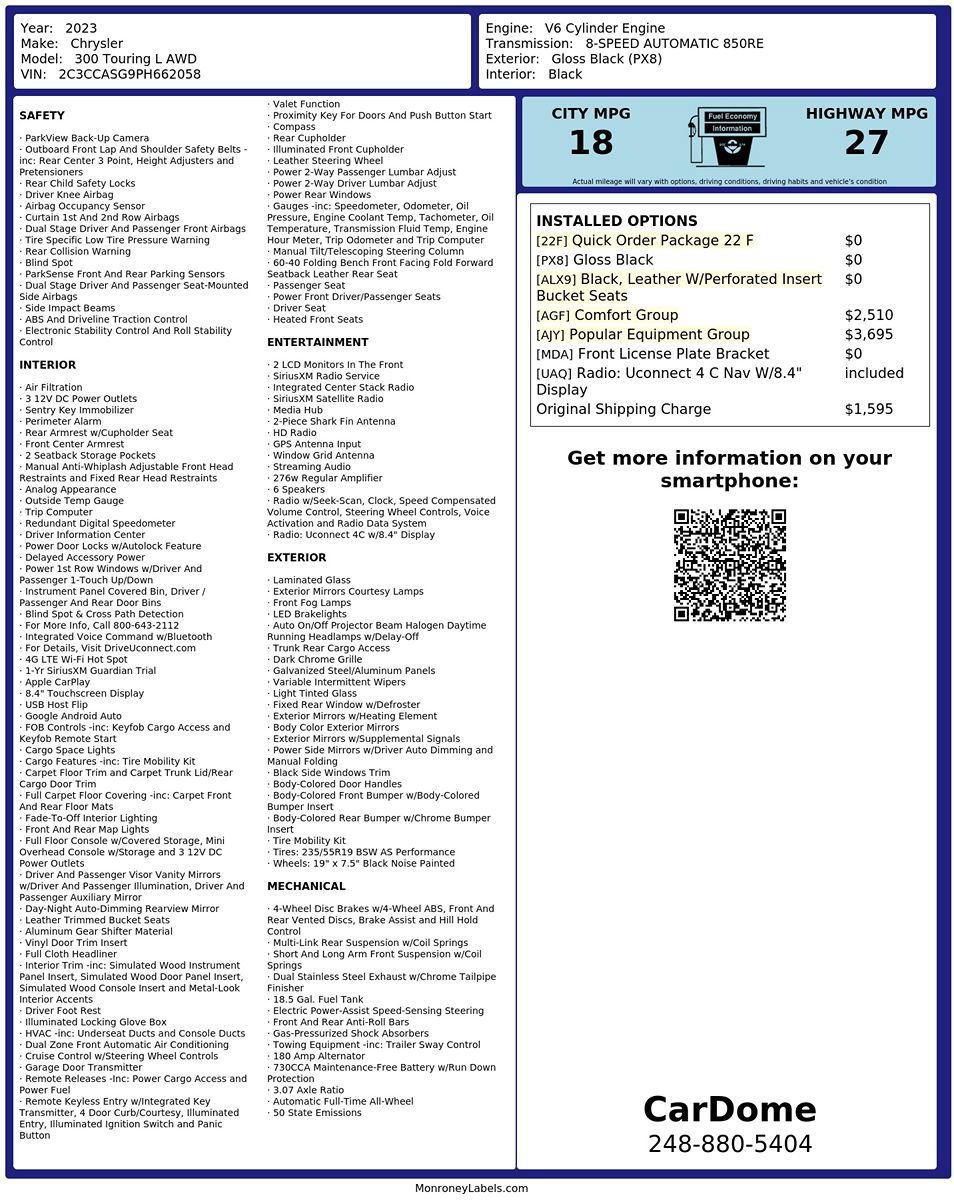 Used 2023 Chrysler 300 Touring L w/ Popular Equipment Group AWD/4WD image 3