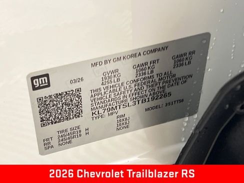 New 2026 Chevrolet TrailBlazer RS FWD image 26