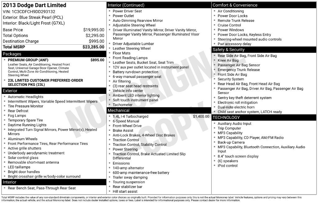 Used 2013 Dodge Dart Limited w/ Premium Group FWD image 28