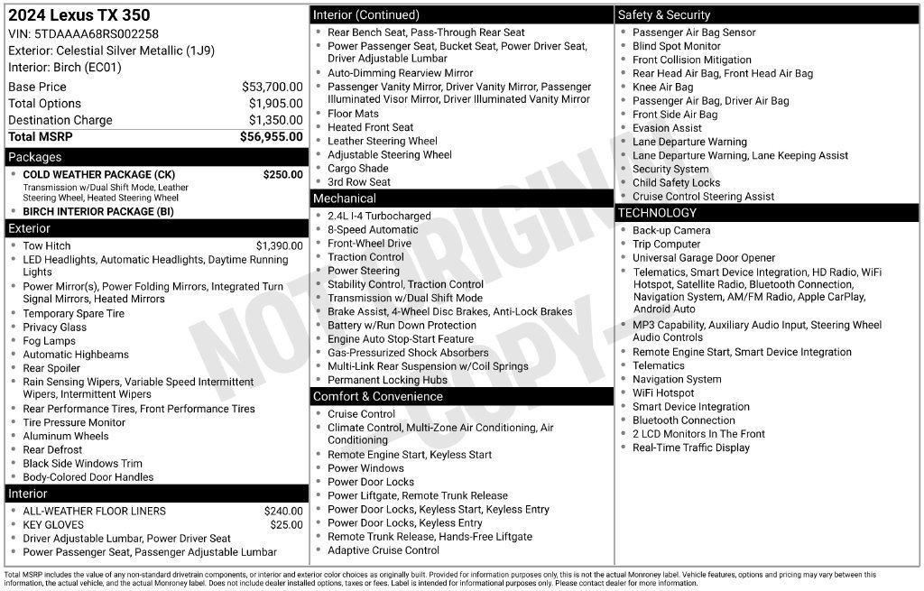 Used 2024 Lexus TX 350 FWD w/ Cold Weather Package image 32