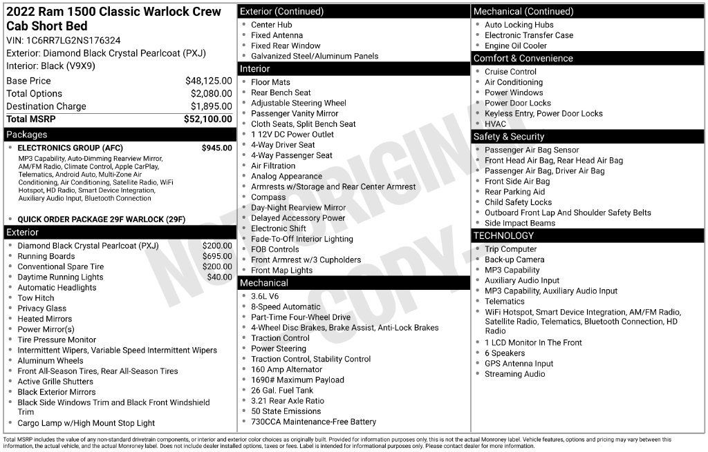 Used 2022 RAM 1500 Warlock w/ Electronics Group AWD/4WD image 2