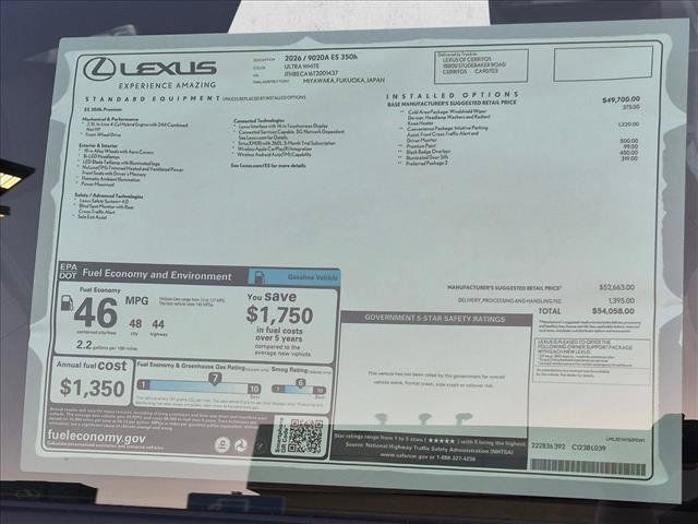 New 2026 Lexus ES 350h FWD image 17