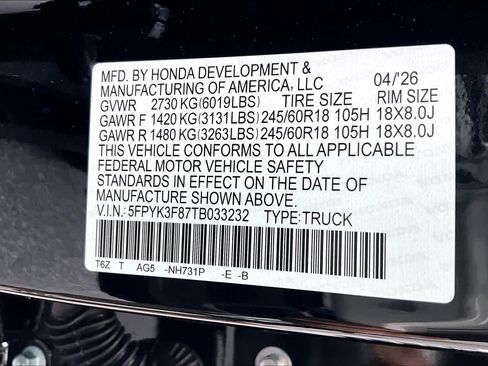 New 2026 Honda Ridgeline Black Edition image 18