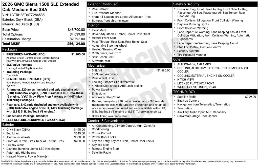 New 2026 GMC Sierra 1500 SLE w/ Preferred Package RWD image 56