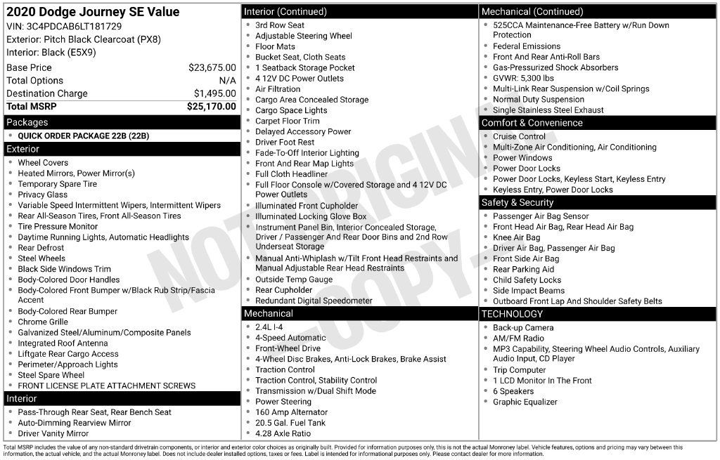 Used 2020 Dodge Journey SE FWD image 2