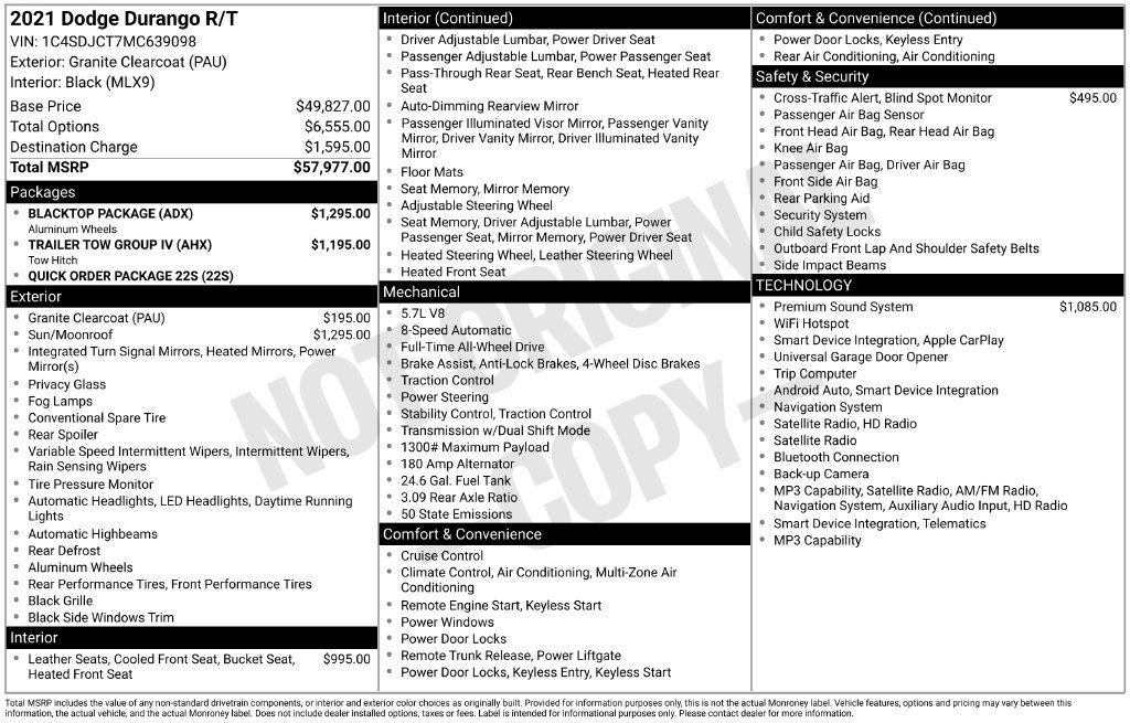 Used 2021 Dodge Durango R/T w/ Blacktop Package AWD/4WD image 4