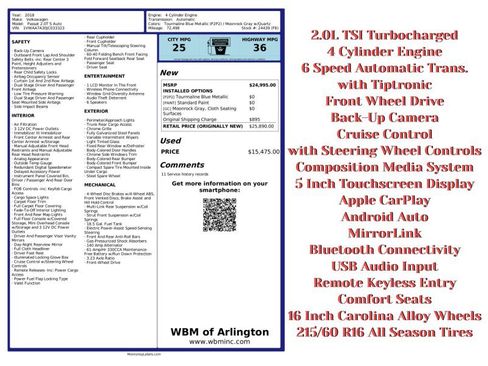 Used 2018 Volkswagen Passat 2.0T S image 2
